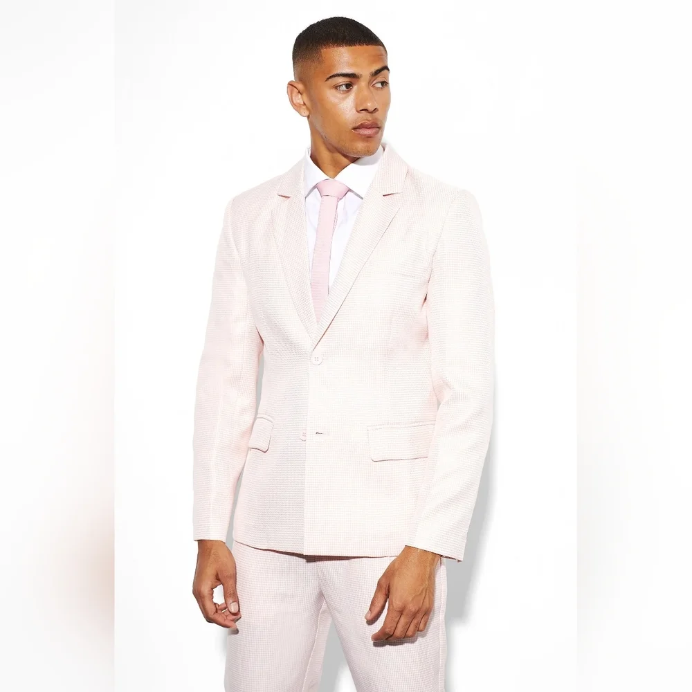 Boohooman SLIM SINGLE BREASTED DOGSTOOTH SUIT JACKET AND PANT SET